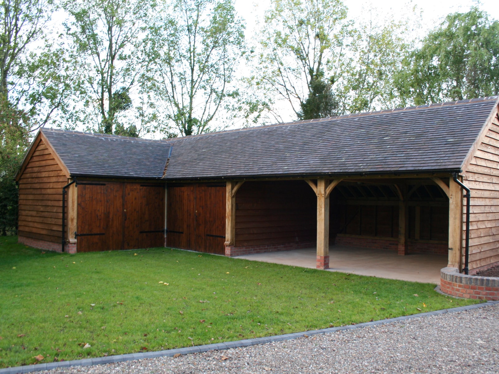 oak frame garage and carport complex