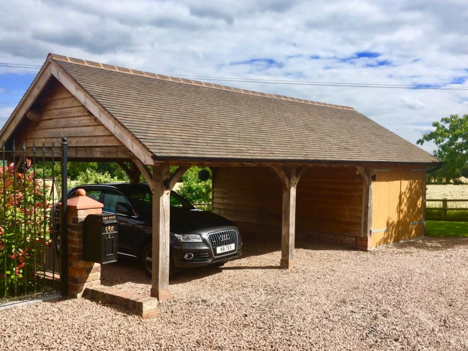image showing an oak frame carport